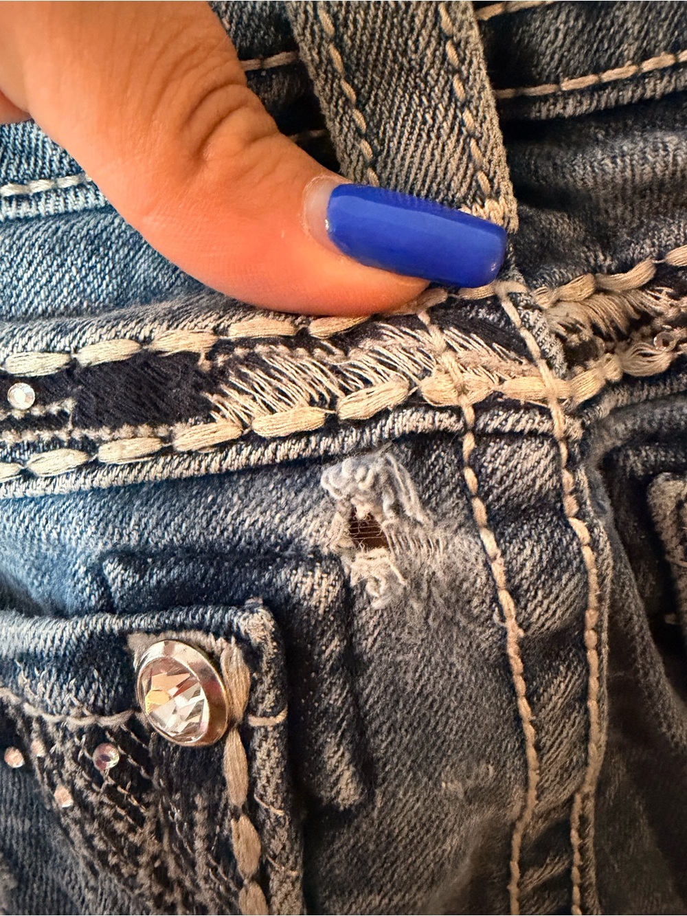 Miss Me Distressed Bootcut Jeans - Light Blue Denim - Picture 3 of 8